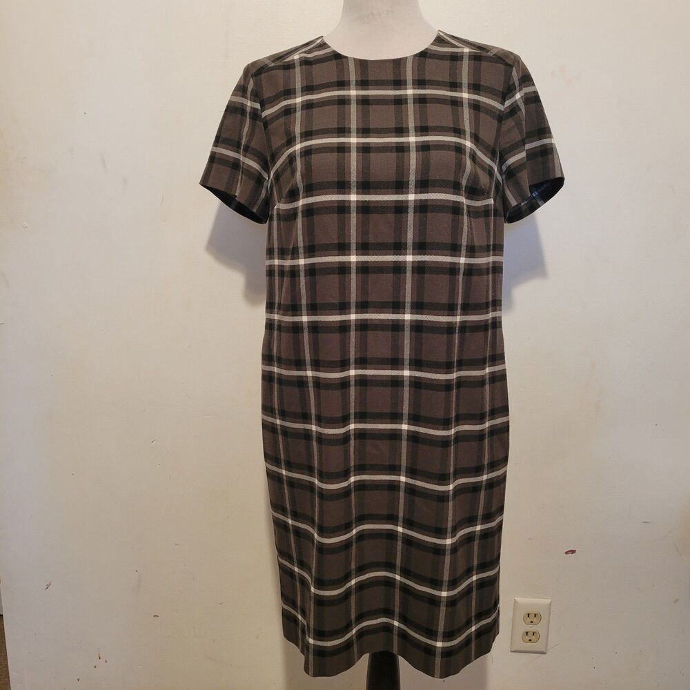 Banana Republic Plaid Shift Dress Women’s Small‎ Green Short Sleeve Career